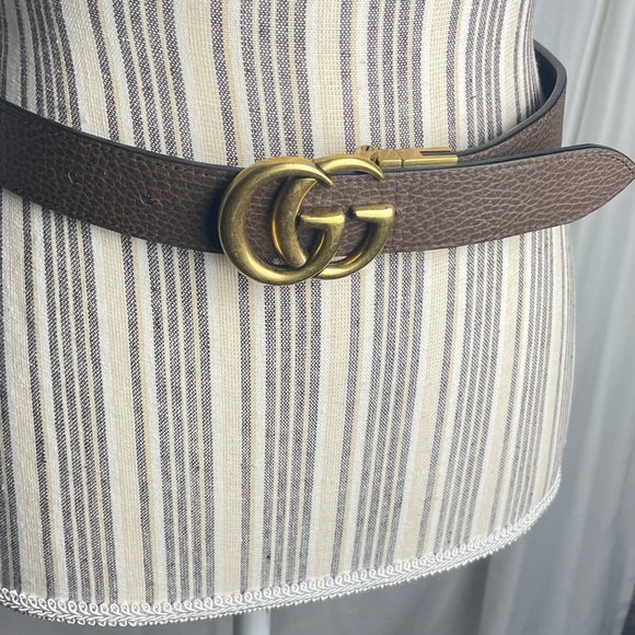 Gucci Unisex Reversible Double GG Black Leather Belt Black To Brown Size 26 - Picture 7 of 11